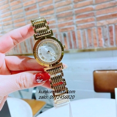 Đồng Hồ Nữ Versace Vanity Gold Đính Đá Mặt Trắng 35mm