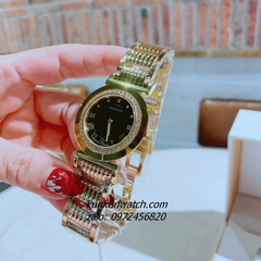 Đồng Hồ Nữ Versace Vanity Gold Đính Đá Mặt Đen 35mm