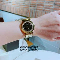 Đồng Hồ Nữ Versace Vanity Gold Đính Đá Mặt Đen 35mm