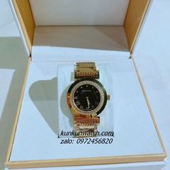 Đồng Hồ Nữ Versace Vanity Gold Đính Đá Mặt Đen 35mm