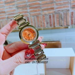 Đồng Hồ Nữ Versace Vanity Gold Đính Đá Mặt Cam 35mm