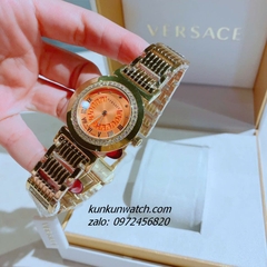 Đồng Hồ Nữ Versace Vanity Gold Đính Đá Mặt Cam 35mm