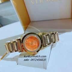 Đồng Hồ Nữ Versace Vanity Gold Đính Đá Mặt Cam 35mm