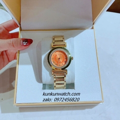 Đồng Hồ Nữ Versace Vanity Gold Đính Đá Mặt Cam 35mm