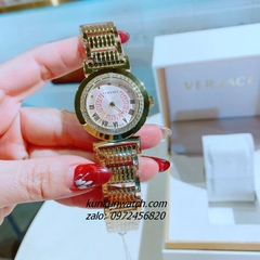 Đồng Hồ Nữ Versace Vanity Gold Đính Đá Mặt Hồng 35mm