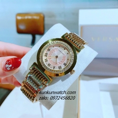 Đồng Hồ Nữ Versace Vanity Gold Đính Đá Mặt Hồng 35mm