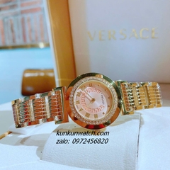 Đồng Hồ Nữ Versace Vanity Gold Đính Đá Mặt Hồng 35mm