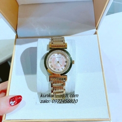 Đồng Hồ Nữ Versace Vanity Gold Đính Đá Mặt Hồng 35mm