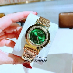 Đồng Hồ Nữ Versace Vanity Gold Đính Đá Mặt Xanh 35mm