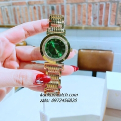 Đồng Hồ Nữ Versace Vanity Gold Đính Đá Mặt Xanh 35mm