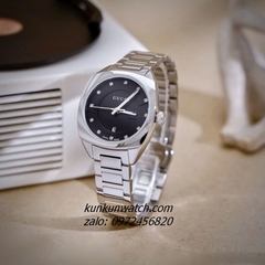 Đồng Hồ Nữ Gucci Diamond Silver Mặt Đen 29mm