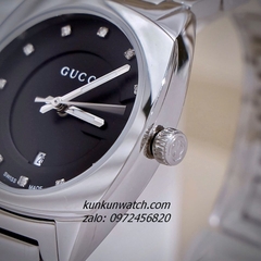 Đồng Hồ Nữ Gucci Diamond Silver Mặt Đen 29mm