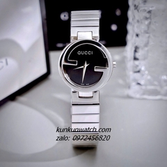 Đồng Hồ Nữ Gucci Interlocking G 2 Kim Silver Mặt Đen 29mm 1
