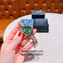 Đồng Hồ Nữ Just Cavalli Rắn Tràn Viền, Niềng Khía Vỏ Demi Gold Mặt Xanh 32mm