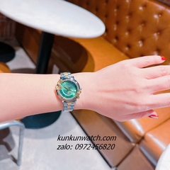 Đồng Hồ Nữ Just Cavalli Rắn Tràn Viền, Niềng Khía Vỏ Demi Gold Mặt Xanh 32mm