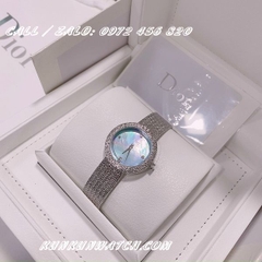 Đồng Hồ Nữ Dior Satine DONTB014 - Mặt Xanh Biển Xà Cừ - Dây Kim Loại Dạng Lưới - 30mm