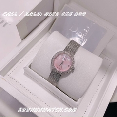 Đồng Hồ Nữ Dior Satine DONTB016 - Mặt Hồng Xà Cừ - Dây Kim Loại Dạng Lưới - 30mm