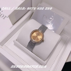 Đồng Hồ Nữ Dior Satine DONTB017 - Dây Trắng Mặt Vàng - 30mm