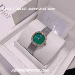 Đồng Hồ Nữ Dior Satine DONTB0122 - Dây Trắng Mặt Xanh Mộc ( Viền Vàng ) - 30mm