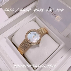 Đồng Hồ Nữ Dior Satine DONTV011 - Dây Vàng Mặt Trắng Xà Cừ - 30mm