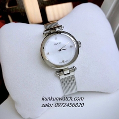 Đồng Hồ Nữ Gucci Pearl Diamantissima YA141504 Nền Mặt Xà Cừ 2 Kim Silver 27mm 1