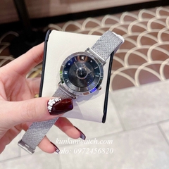 Đồng Hồ Nữ Salvatore Ferragamo Minuetto Dây Mesh Bạc Mặt Đen 35mm