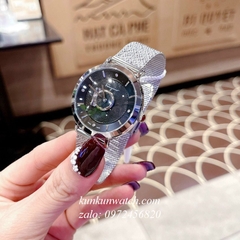 Đồng Hồ Nữ Salvatore Ferragamo Minuetto Dây Mesh Bạc Mặt Đen 35mm