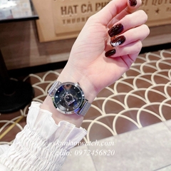 Đồng Hồ Nữ Salvatore Ferragamo Minuetto Dây Mesh Bạc Mặt Đen 35mm