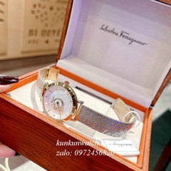 Đồng Hồ Nữ Salvatore Ferragamo Minuetto Dây Mesh Demi Mặt Trắng 35mm