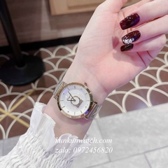 Đồng Hồ Nữ Salvatore Ferragamo Minuetto Dây Mesh Demi Mặt Trắng 35mm
