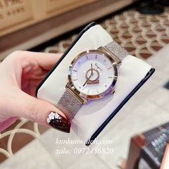 Đồng Hồ Nữ Salvatore Ferragamo Minuetto Dây Mesh Demi Vàng Hồng Mặt Trắng 35mm