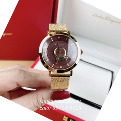 Đồng Hồ Nữ Salvatore Ferragamo Minuetto Dây Mesh Vàng Mặt Nâu 35mm 1