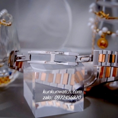 Đồng Hồ Nữ Patek Philippe Nautilus Đính Đá Demi Rose Gold Mặt Xám Vuông 32mm