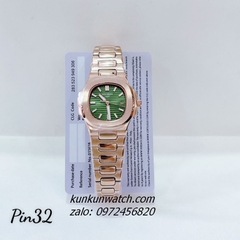 Đồng Hồ Nữ Patek Philippe Genveve Nền Vân Rose Gold Xanh Mộc Mặt Vuông 32mm 1