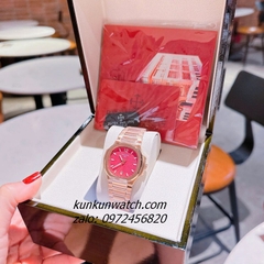 Đồng Hồ Nữ Patek Philippe Nautilus Rose Gold Mặt Hồng Vuông 35mm