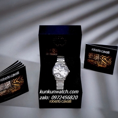 Đồng Hồ Nữ Roberto Cavalli by Franck Muller Rắn Quấn Viền Silver 32mm