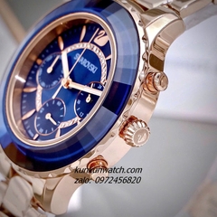 Đồng Hồ Nữ Swarovski Octea Lux Chrono Rose Gold Mặt Xanh Dương 39mm