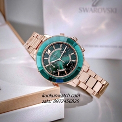 Đồng Hồ Nữ Swarovski Octea Lux Chrono Rose Gold Mặt Xanh Lá 39mm