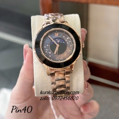 Đồng Hồ Nữ Swarovski Octea Lux Moon Mặt Đen Rose Gold 40mm 1