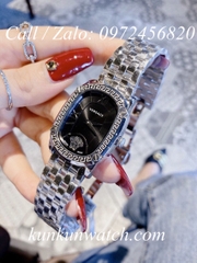 Đồng Hồ Nữ Versace Couture Mặt Chữ Nhật - Bạc Mặt Đen - 30 x 37mm