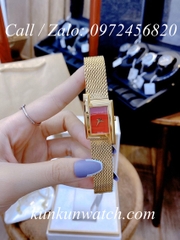 Đồng Hồ Nữ Versace Greca Icon Vàng Mặt Đỏ - 39 x 21mm