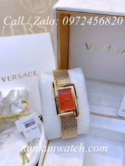 Đồng Hồ Nữ Versace Greca Icon Vàng Mặt Đỏ - 39 x 21mm