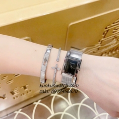 Đồng Hồ Nữ Versace Greca Icon Silver Mặt Đen 39x21mm