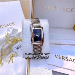 Đồng Hồ Nữ Versace Greca Icon Silver Mặt Đen 39x21mm