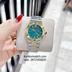 Đồng Hồ Nữ Versace Greca Logo Moonphase Vỏ Demi Mặt Xanh Lơ 34mm 1