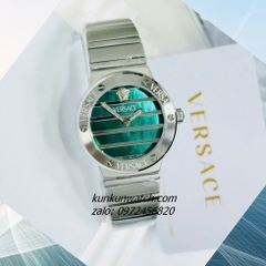 Đồng Hồ Nữ Versace Greca Logo Pearl Silver Mặt Xanh 33mm 1