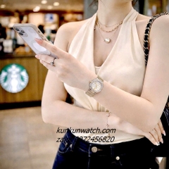 Đồng Hồ Nữ Versace Greca Logo Pearl Demi Gold Mặt 33mm