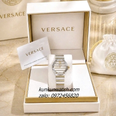 Đồng Hồ Nữ Versace Greca Logo Pearl Demi Gold Mặt 33mm