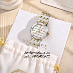 Đồng Hồ Nữ Versace Greca Logo Pearl Demi Gold Mặt 33mm