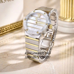 Đồng Hồ Nữ Versace Greca Logo Pearl Demi Gold Mặt 33mm